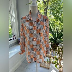 Orange and Black Geometric Women's Top